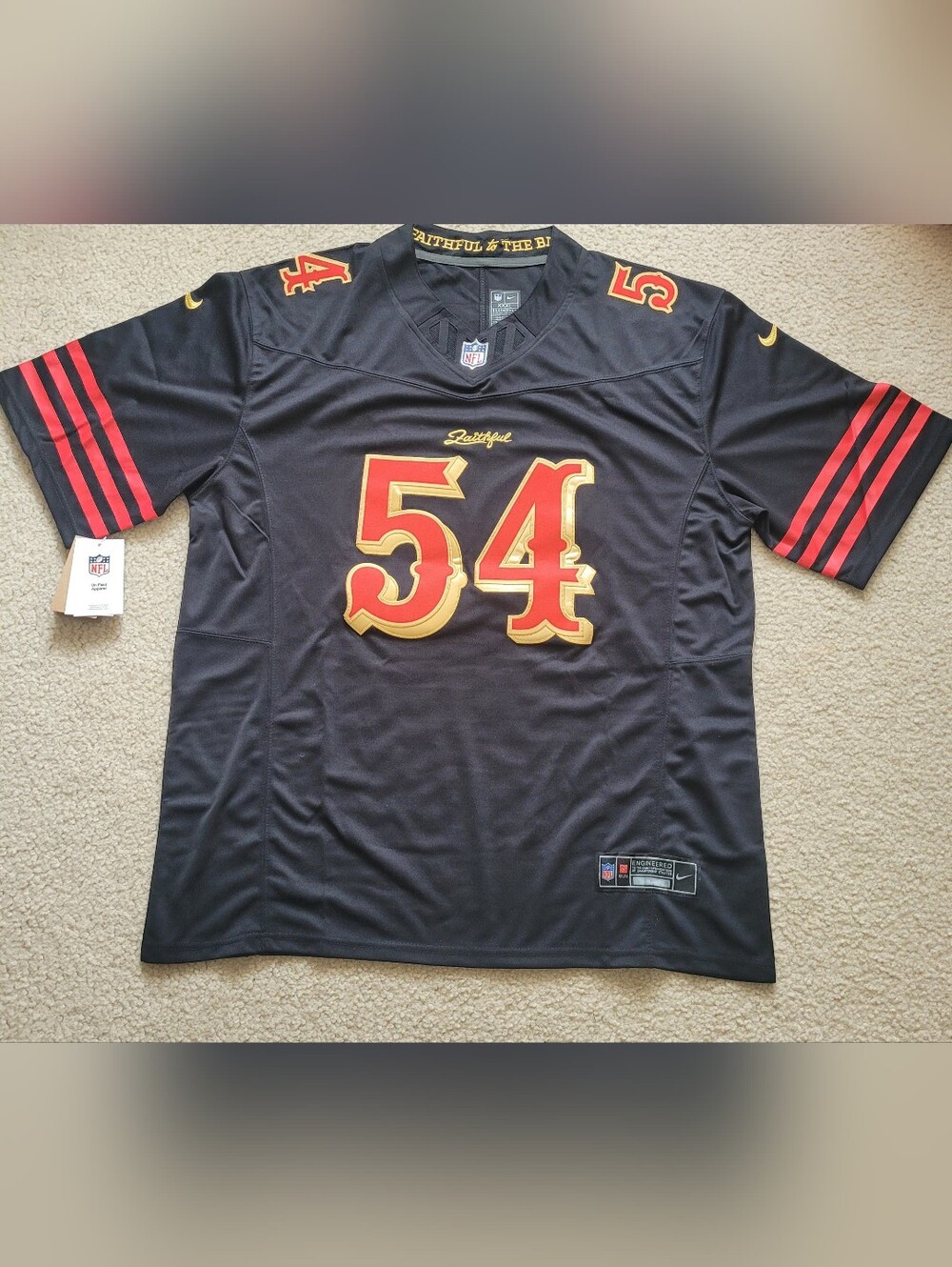 San Francisco 49ers Fred Warner #54 Black Game NFL Stitched Jersey Men 3XL